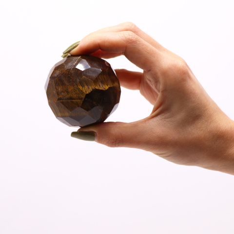 Tigereye Gemstone Faceted Healing Ball & Stand