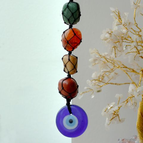 Evil Eye Hanging Chakra Stone  Pendant