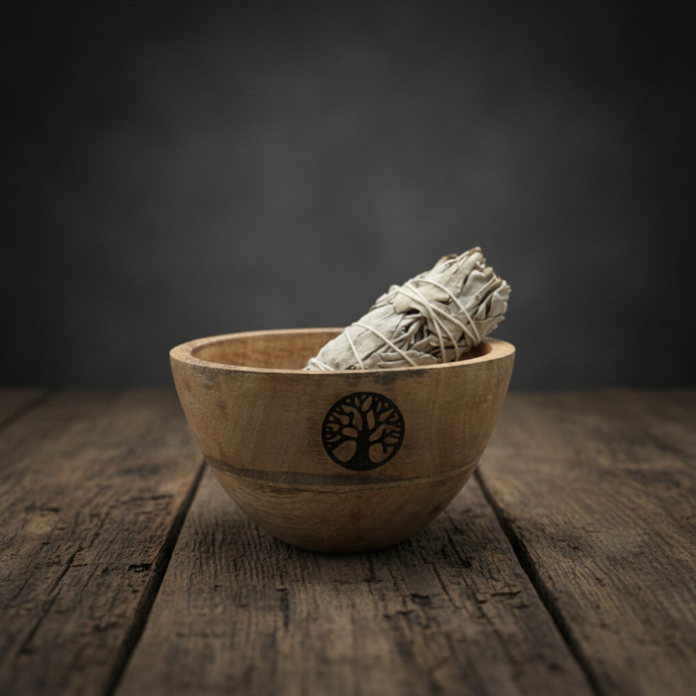 Tree of Life Wooden Ritual Bowl — 11×7cm