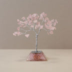 Rose Quartz Gemstone Tree with Orgonite Base - 80 Stone
