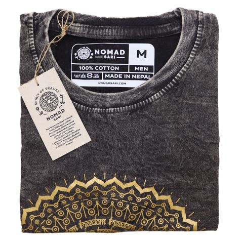 Mandala Stone Washed T-Shirt - Dark Grey - Medium