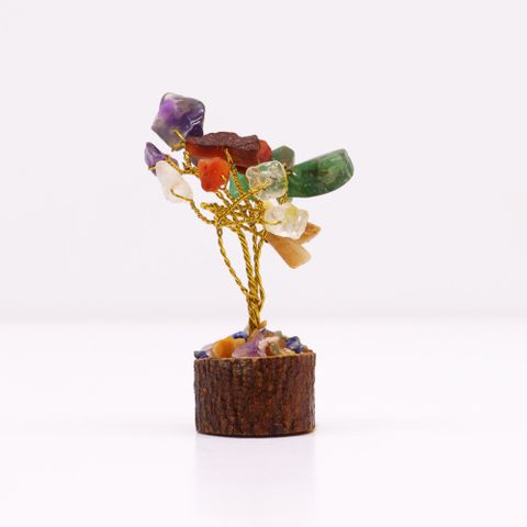 Mini Gemstone Tree On Wood Base - Multi Stone (15 stones)