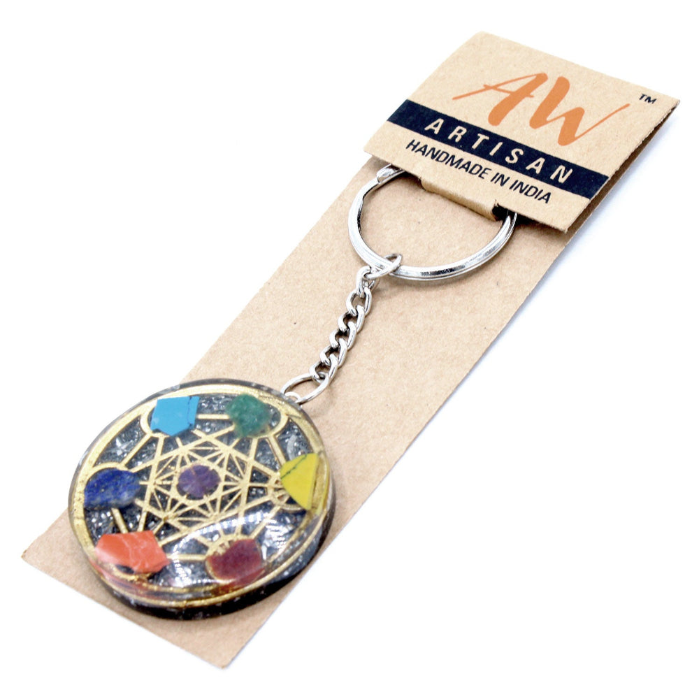Eleanoras Round Seven Chakra Orgonite Power Keyring 