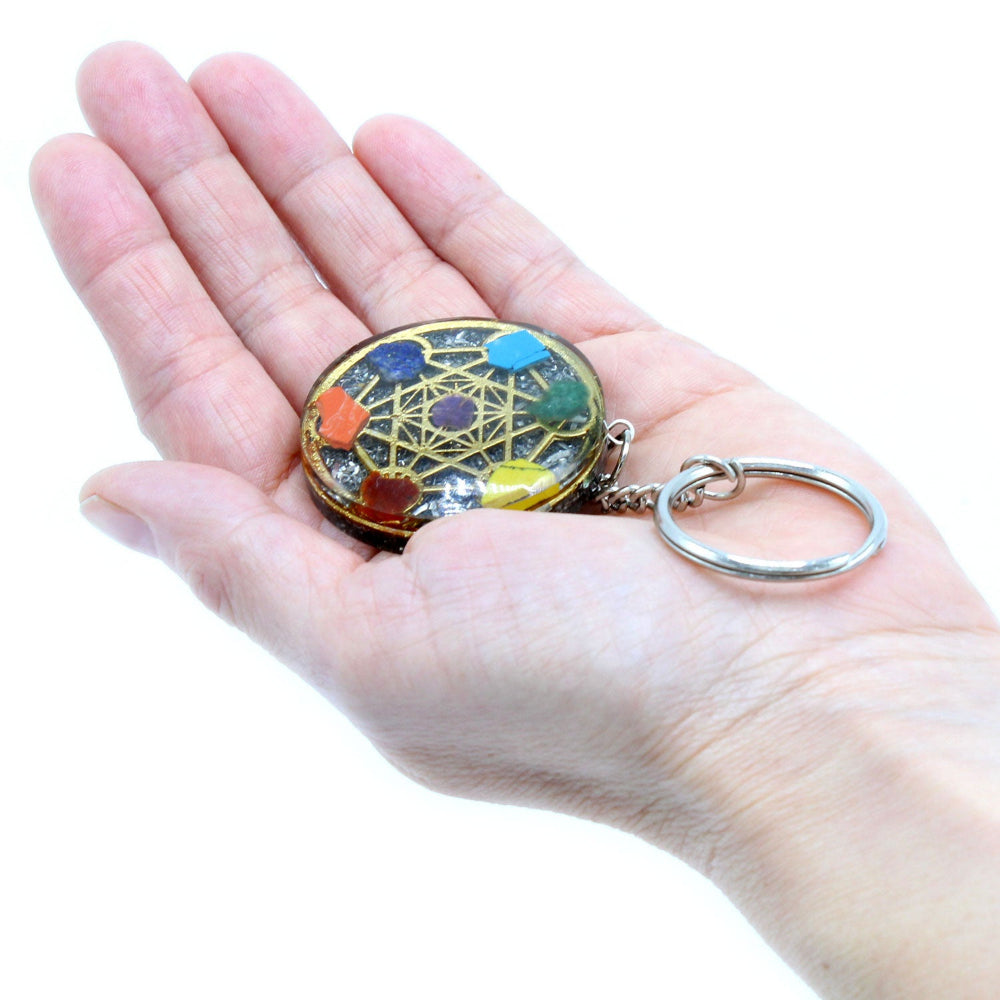 Eleanoras Round Seven Chakra Orgonite Power Keyring 