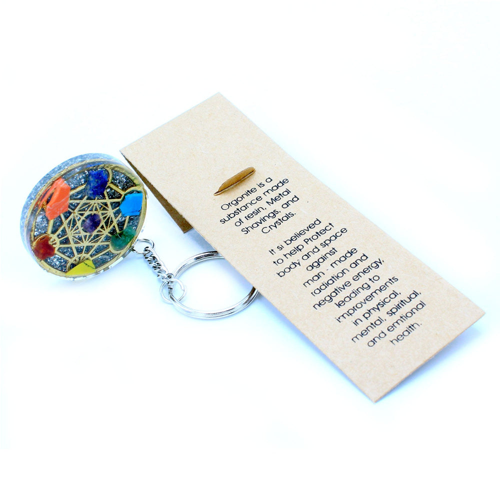 Eleanoras Round Seven Chakra Orgonite Power Keyring 