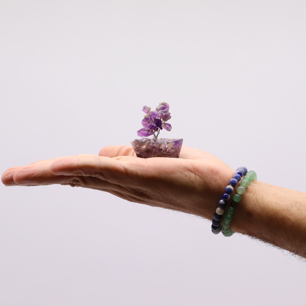 Eleanoras Amethyst (15 stones) Mini Gemstone Tree On Orgonite Base Crystals
