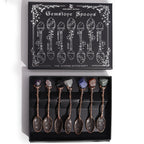 Eleanoras Set of 7 Bronze Gemstone Crystal Witch Spoons 