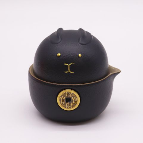 Money Cat Teapot Set Black