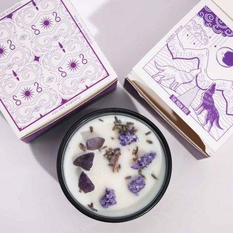 Amethyst Moon Hop Hare Tarot Card Magic Flower Candle