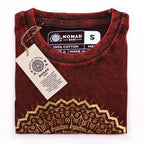 Mandala Stone Washed T-Shirt - Maroon - Small