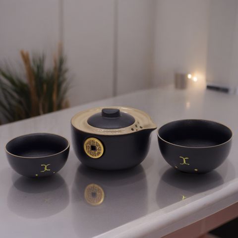 Money Cat Teapot Set Black