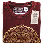 Mandala Stone Washed T-Shirt - Maroon- Large