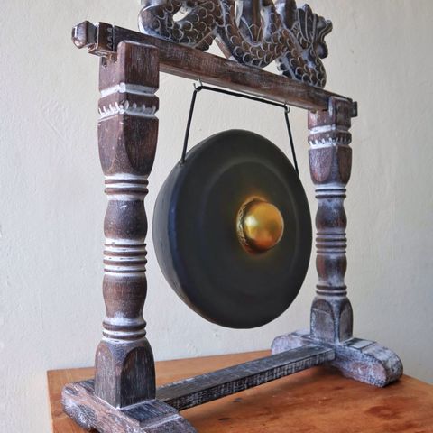 Balinese Gong with Dragon Stand - 25cm - Black