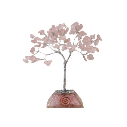 Rose Quartz Gemstone Tree with Orgonite Base - 80 Stone