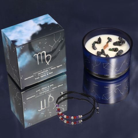 Virgo Zodiac Crystal Candle with Gemstone Bracelet