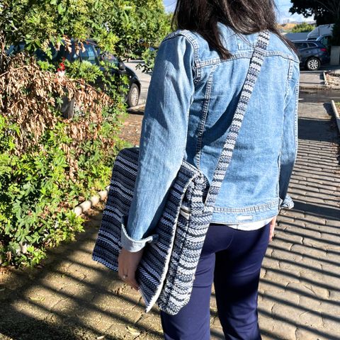 Blue Strips Soft Banjar Laptop Bag
