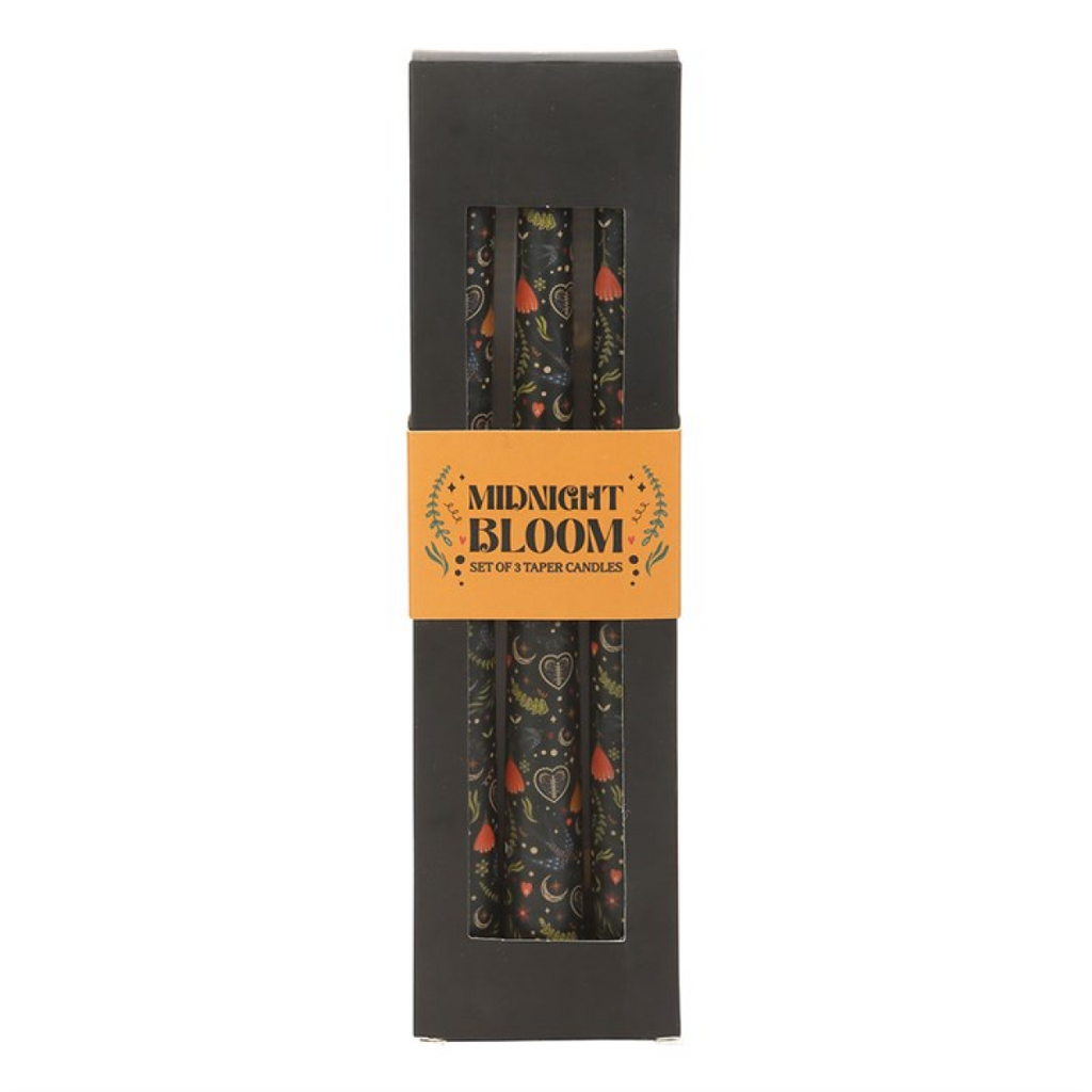 Midnight Bloom Taper Candles — Set of 3