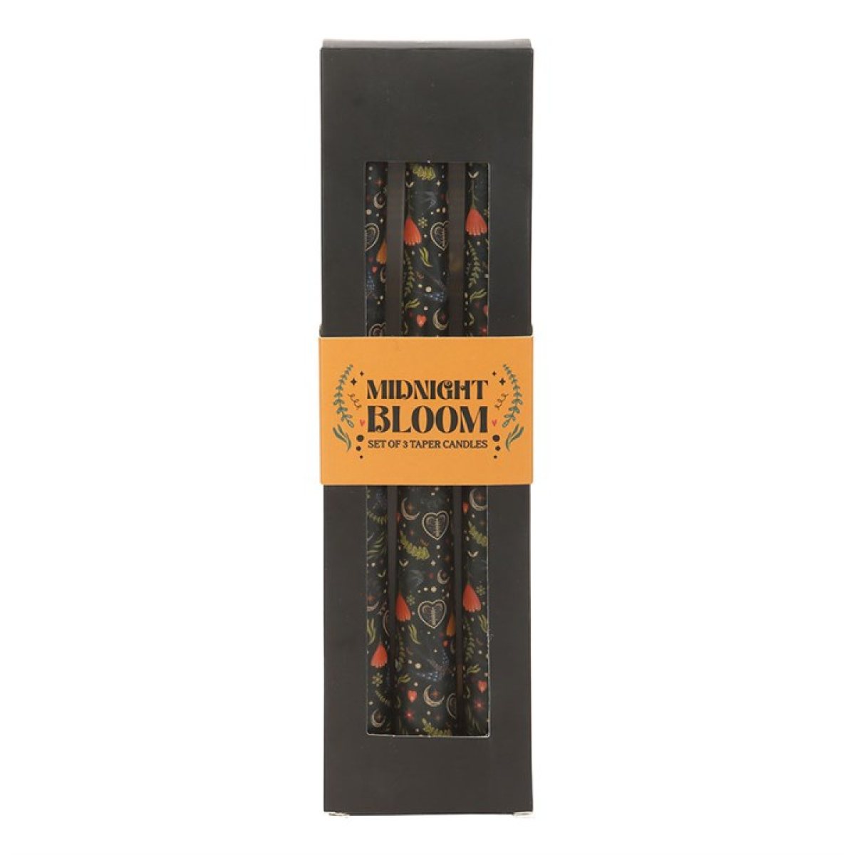 Midnight Bloom Taper Candles — Set of 3