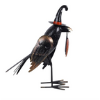 Metal Glitter Raven Ornament with Pumpkin