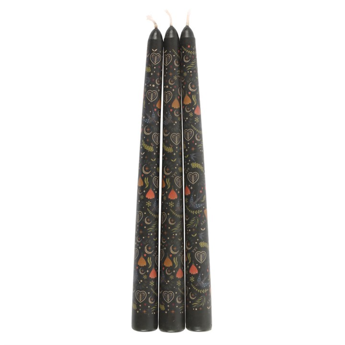 Midnight Bloom Taper Candles — Set of 3