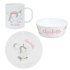 Eleanoras Personalised Unicorn Plastic Breakfast Set Dinnerware