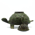 Brass Verdigris Tibetan Turtle Incense Holder Large