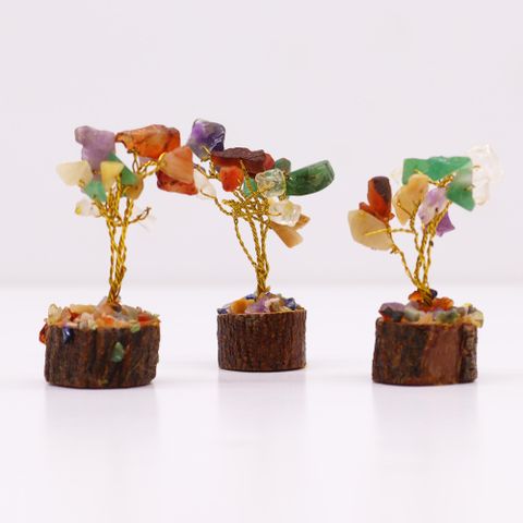 Mini Gemstone Tree On Wood Base - Multi Stone (15 stones)