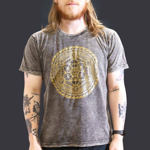 Chakra Dark Grey Stone Washed T-Shirt Large