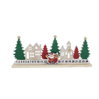 Red and Green Wooden Advent Calendar with Santa