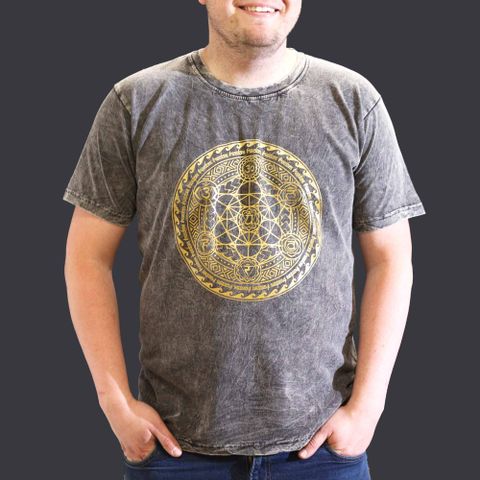 Chakra Stone Washed T-Shirt - Dark Grey - X Large