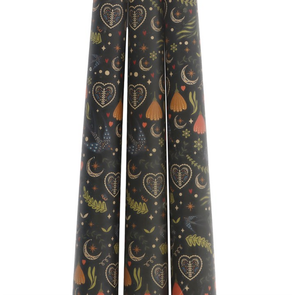 Midnight Bloom Taper Candles — Set of 3
