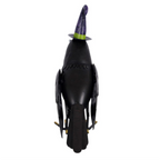 Metal Raven Ornament with Witch Hat
