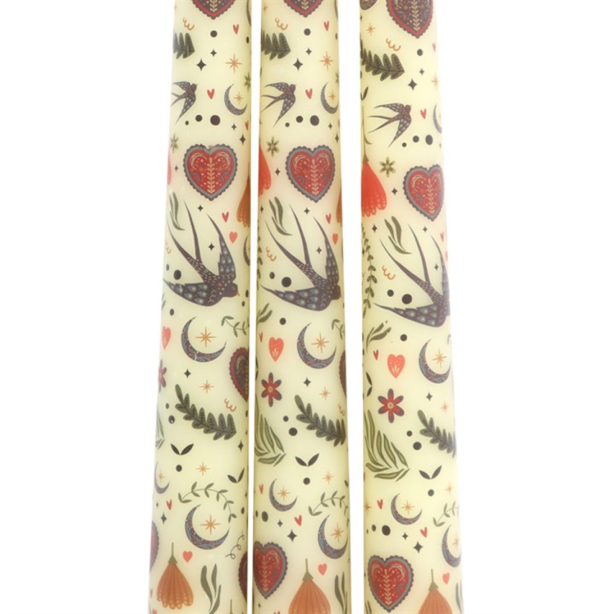 Midnight Bloom Cream  Taper Candles - Set of 3