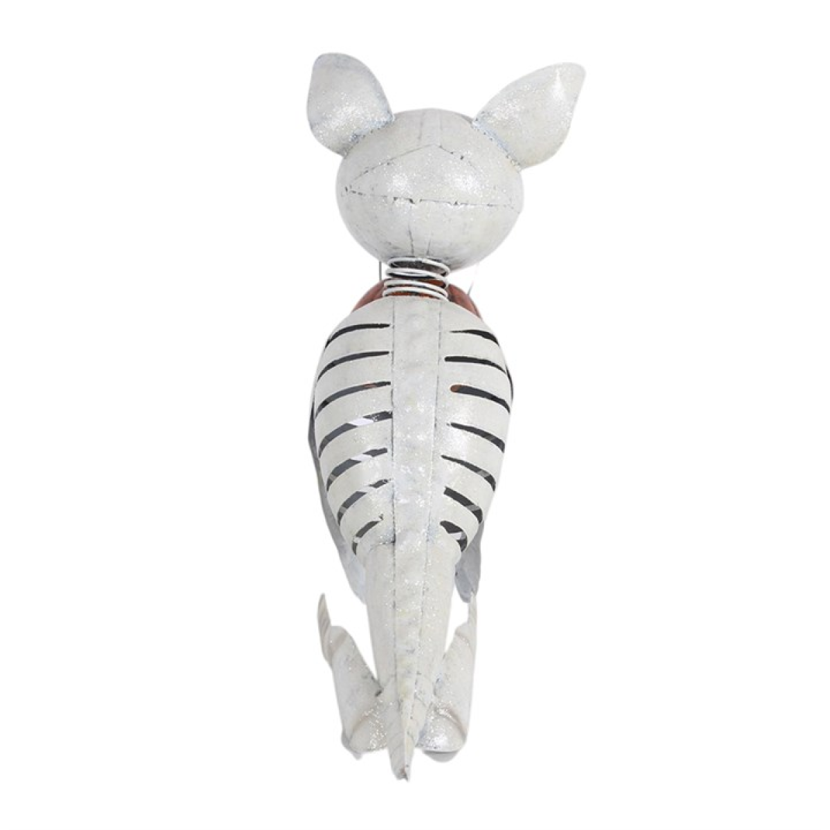Metal Skeleton Dog Ornament with Pumpkin