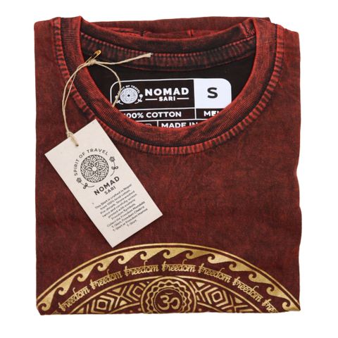 Chakra Maroon Stone Washed T-Shirt | Small