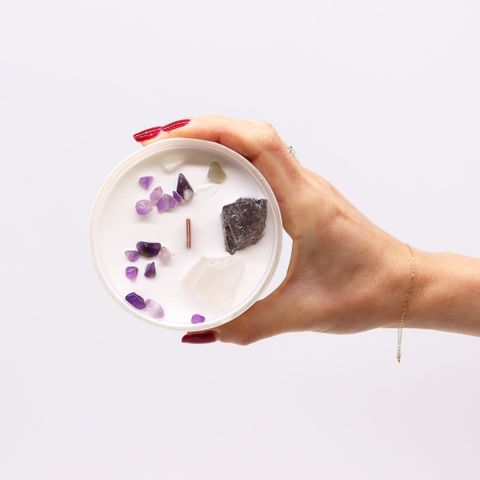Crown Chakra Crystal Candle