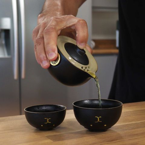 Money Cat Teapot Set Black