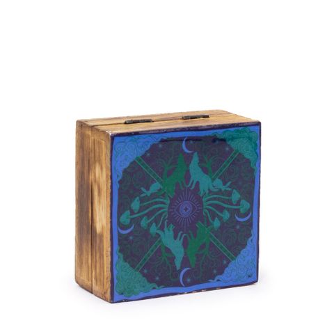 Wolf & Moon Hop Hare Enamelled Square Box Small