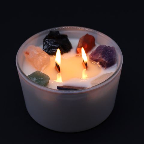Seven Chakra Large Crystal Candle