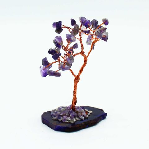 Amethyst on Natural Agate Base Gemstone Tree 35 stone