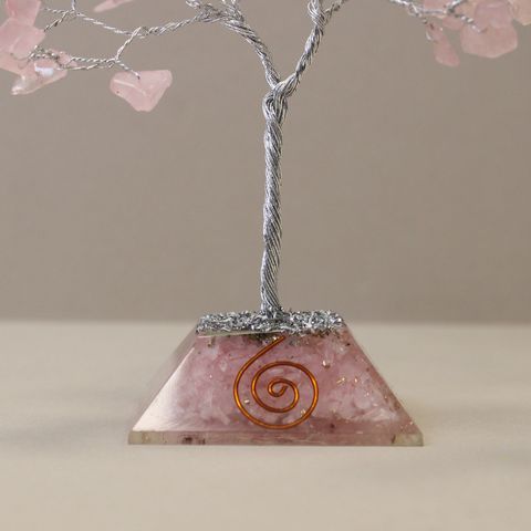 Rose Quartz Gemstone Tree with Orgonite Base - 80 Stone