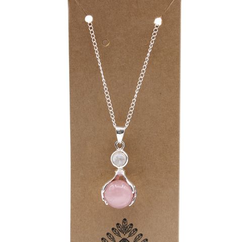 Rose Quartz Gemstone Healing Hands Pendant