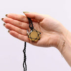 Yellow Quartz Laced Gemstone Hexagon Pendant