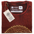 Mandala Stone Washed T-Shirt - Maroon- XLarge