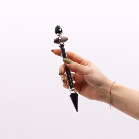 Black Tourmaline & Agate Protection Shiva Lingam Magic Wand