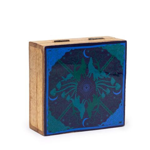 Wolf & Moon Hop Hare Medium Enamelled Square Box