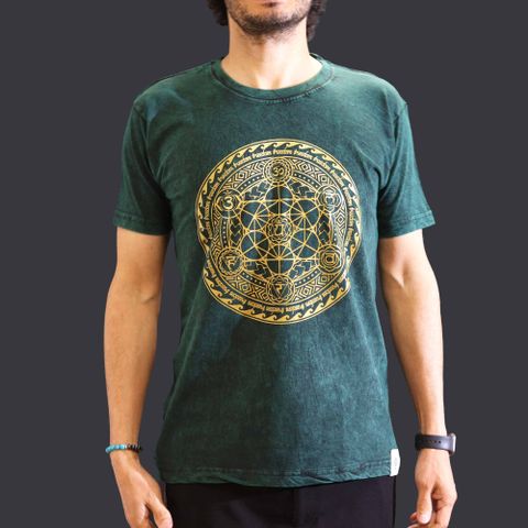 Chakra Green Stone Washed T-Shirt Medium