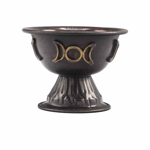 Antique Copper Ritual Chalice Triple Moon