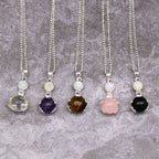 Rock Quartz Gemstone Healing Hands Pendant