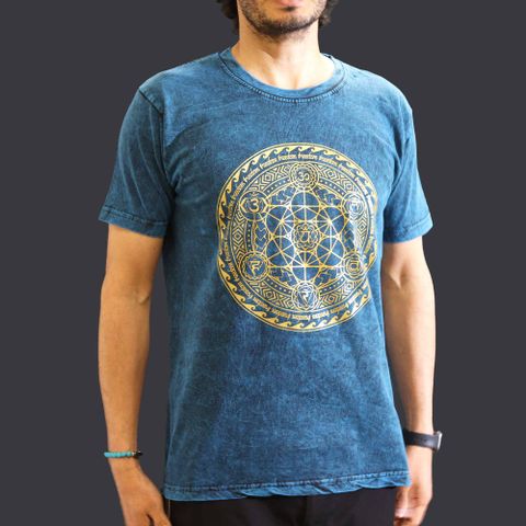 Chakra Stone Washed T-Shirt - Blue - Medium